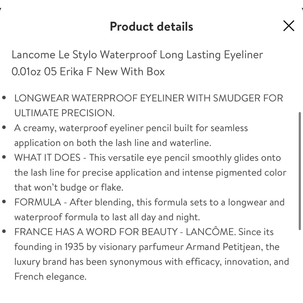 Lancôme Le Stylo Waterproof Long-Lasting Eyeliner, 0.01oz in 05 Erica F Metallic